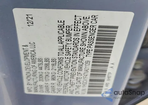 2022 Honda Accord Sport Se from USA, damaged, VIN 1HGCV1F47NA011059